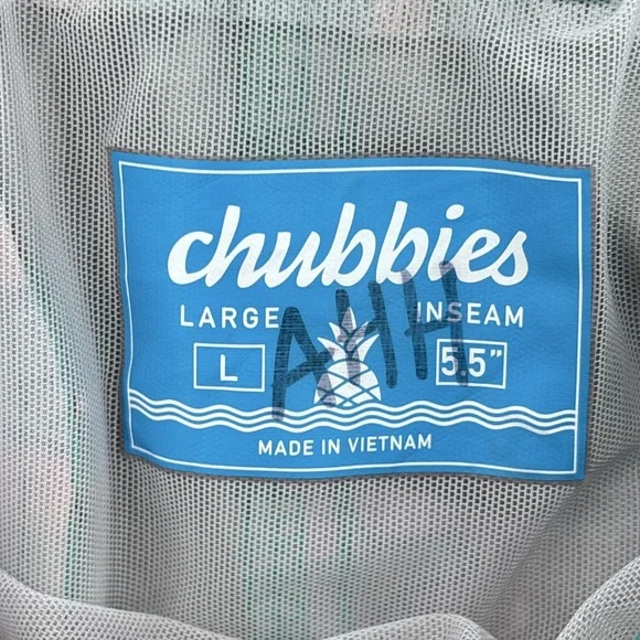 Chubbies Swim Trunks Mens Large Green Shark Shorts 5.5" Lined Stretch Pockets - Picture 4 of 10